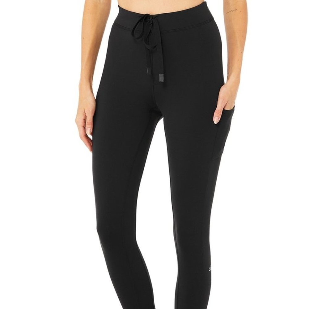 ❌ SOLD ALO YOGA Black High Waist Checkpoint Legging with Pockets Size XXS